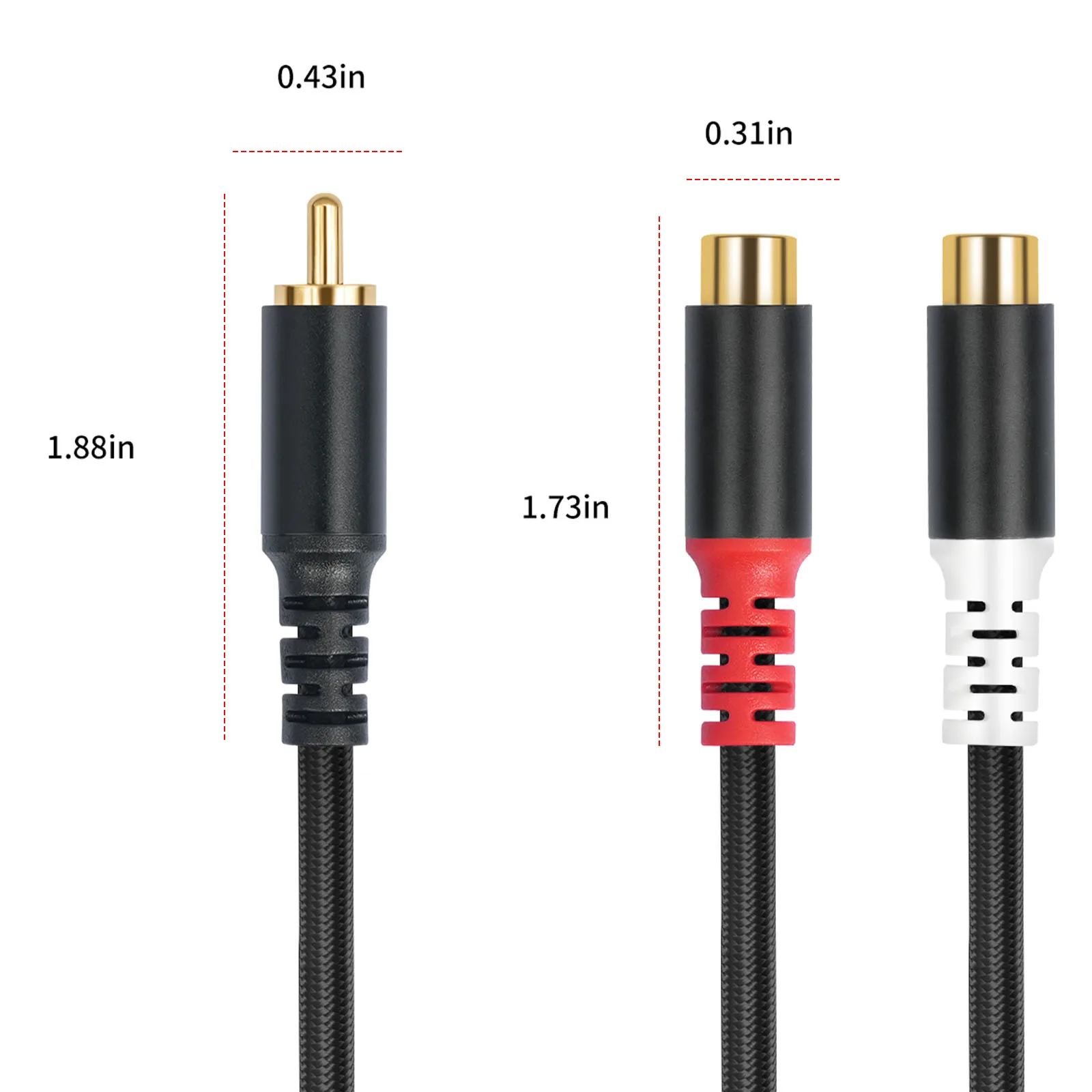 RCA 케이블 24CM RCA-Aux 케이블 3.5mm 남성-2RCA 여성 어댑터 (헤드폰, MP3, 태블릿, 스피커 H용)
