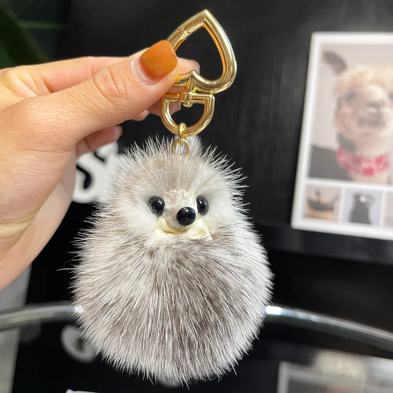 Fox Natural Mink Fur Real Fur Handmade Cute Key Chain Bag Accessory Car Keychain Keyrings Gift for Women Girl Accessories