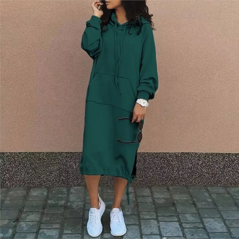 Autumn Winter Fashion Solid Sweatshirt Dress For Women O Neck Long Sleeve  Casual Loose Femme Dresses 2023New Office Ladies Dress - AliExpress  200000345