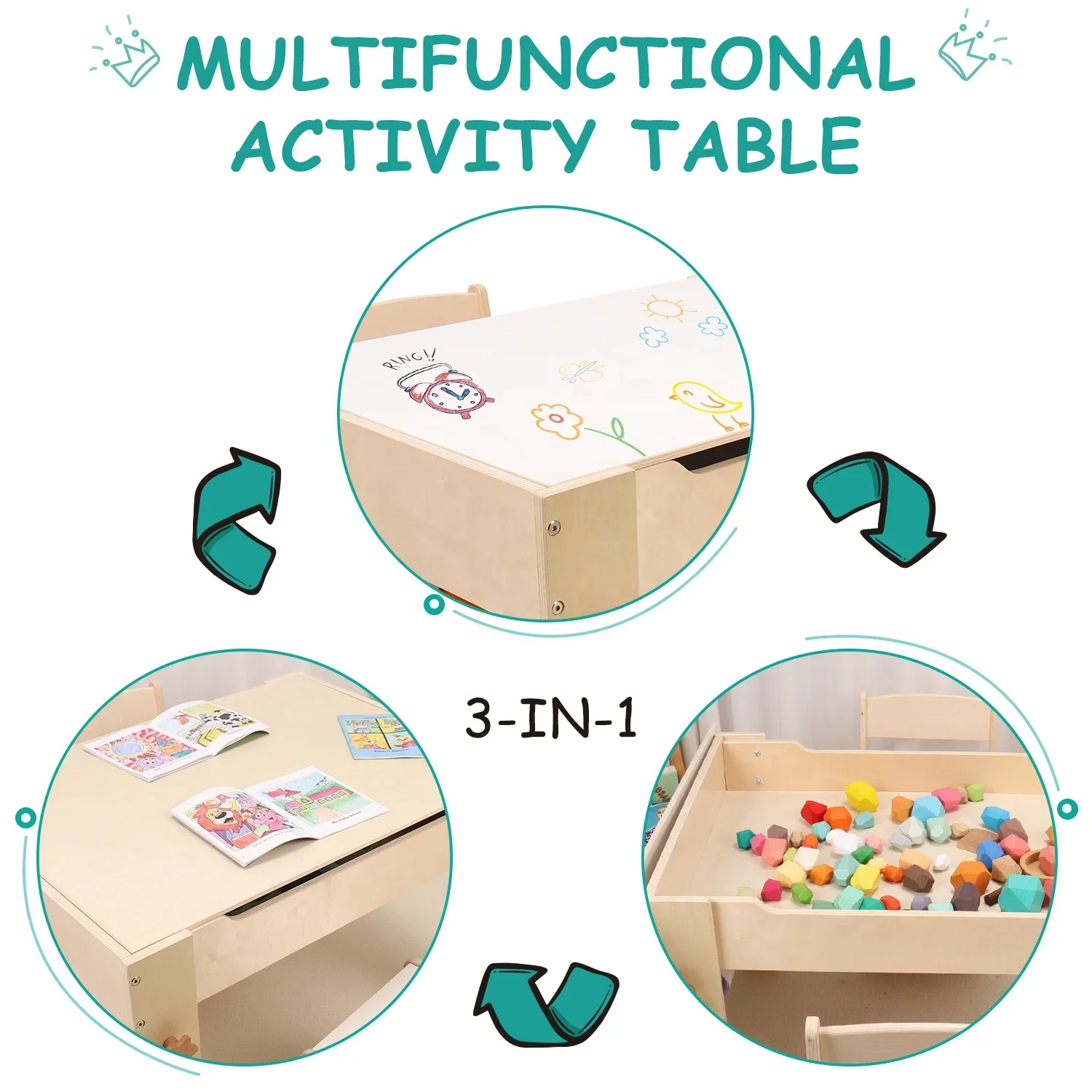 Montessory Wooden Desk Activity Table And Chair Set Kids Table Children's Seat Play Furniture Child Learning Drawing