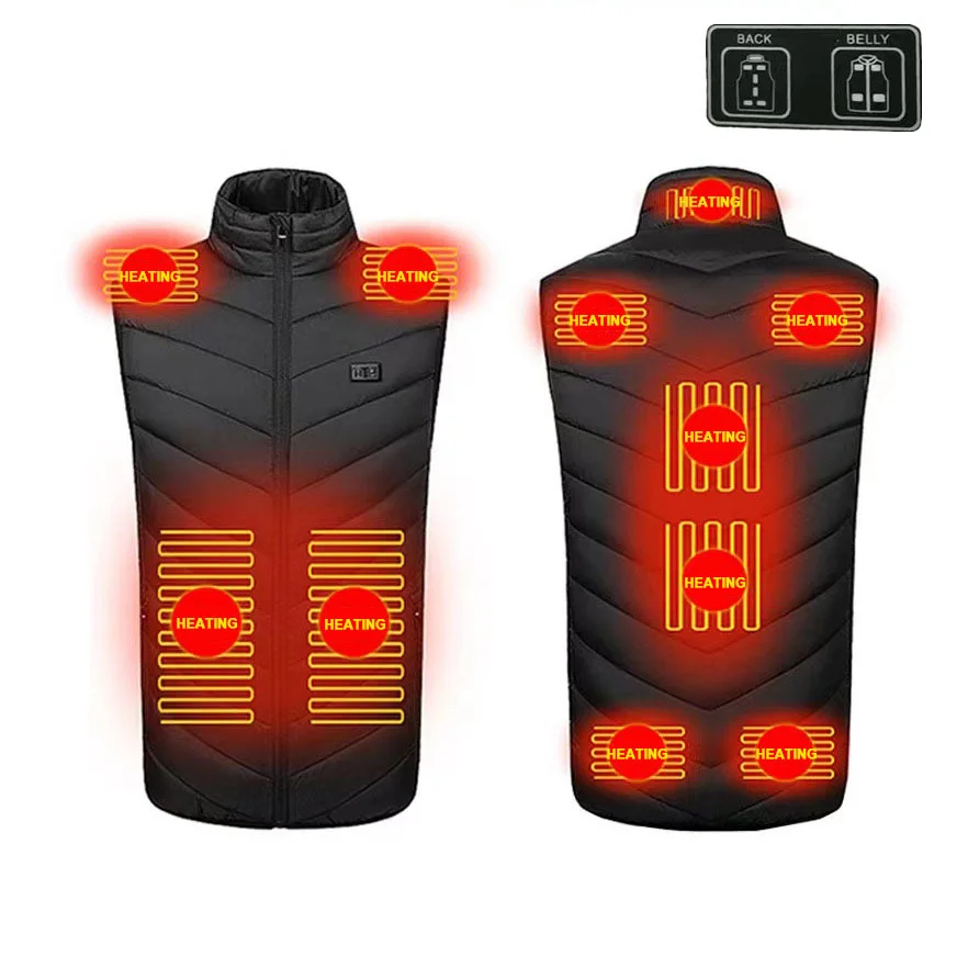 

9/11 Heated Vest Zones Electric Heated Jackets Men Sportswear Double Control Heated Coat Graphene USB Heating Jacket For Camping