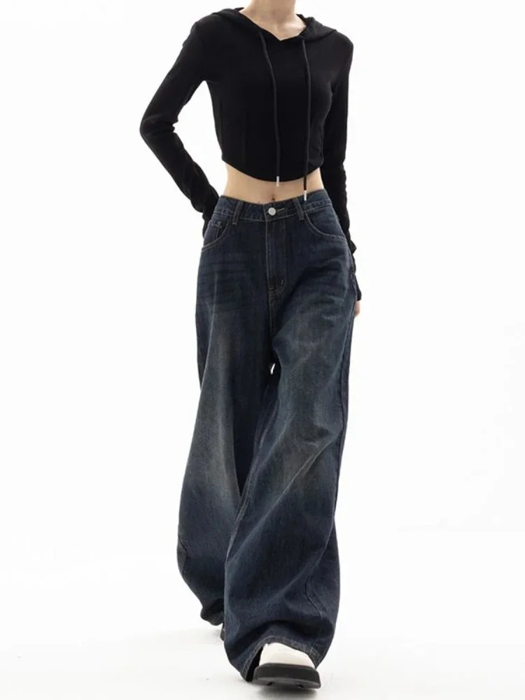 

New Vintage Women Wide Leg Jeans Harajuku Baggy Denim Trousers Oversized Grunge Streetwear Y2k Autumn Pants Korean Fashion