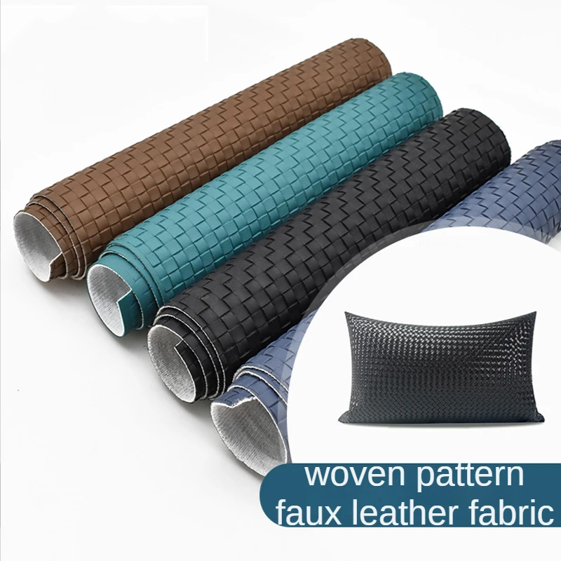 

Flame Retardant Woven Pattern Faux Leather Fabric By The Meter for Upholstery Sofa Covers Sewing PU Thickened Decorative Textile