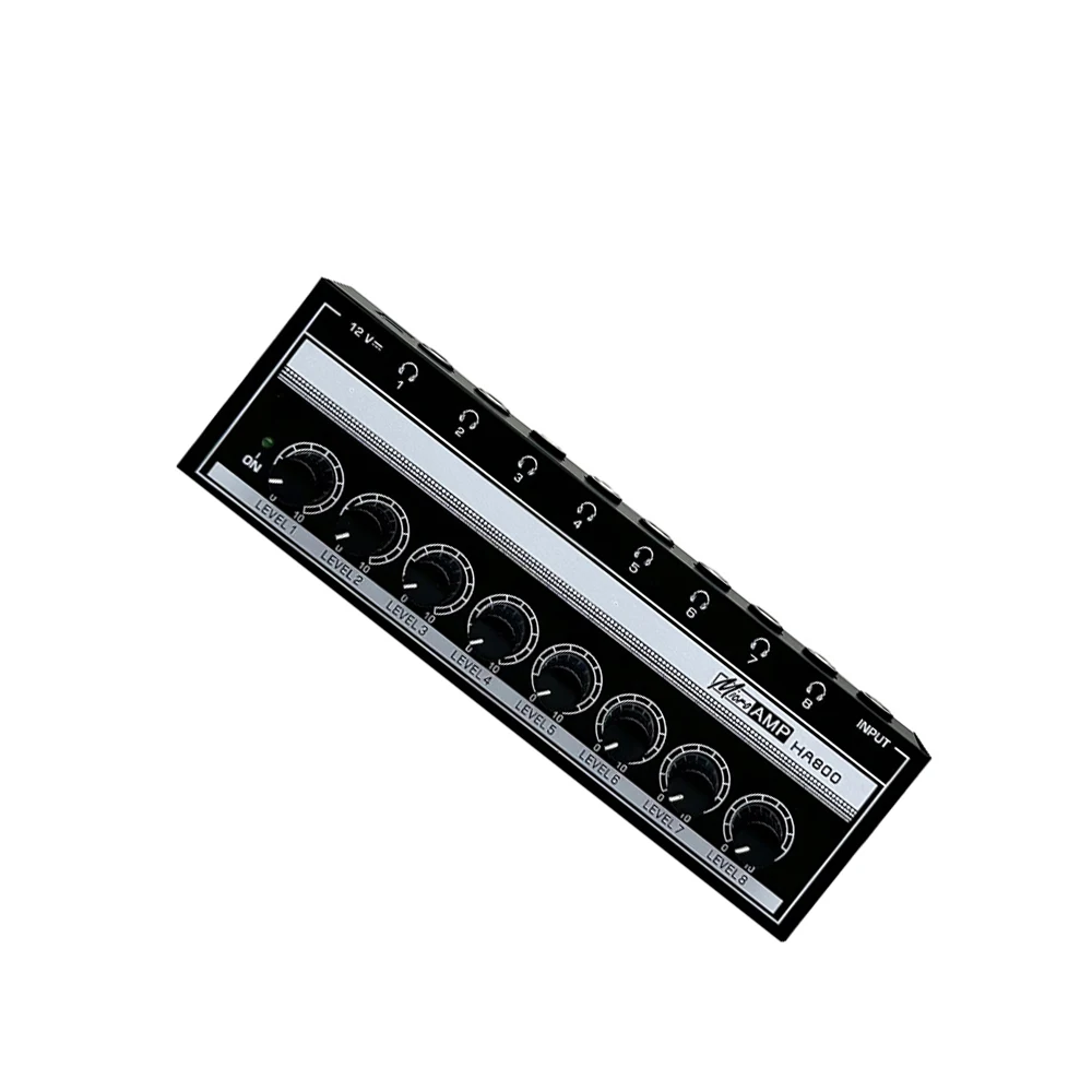 HA800 헤드폰 앰프 오디오 앰프 초소형 8채널 미니 오디오 스테레오 마이크 AMP. 전원 어댑터 포함