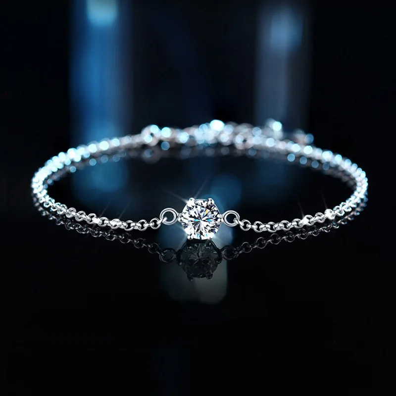 100% 1ct 모이사나이트 S 6 클로, 심플한 기질 패션, 여성용 팔찌 브랜드 쥬얼리