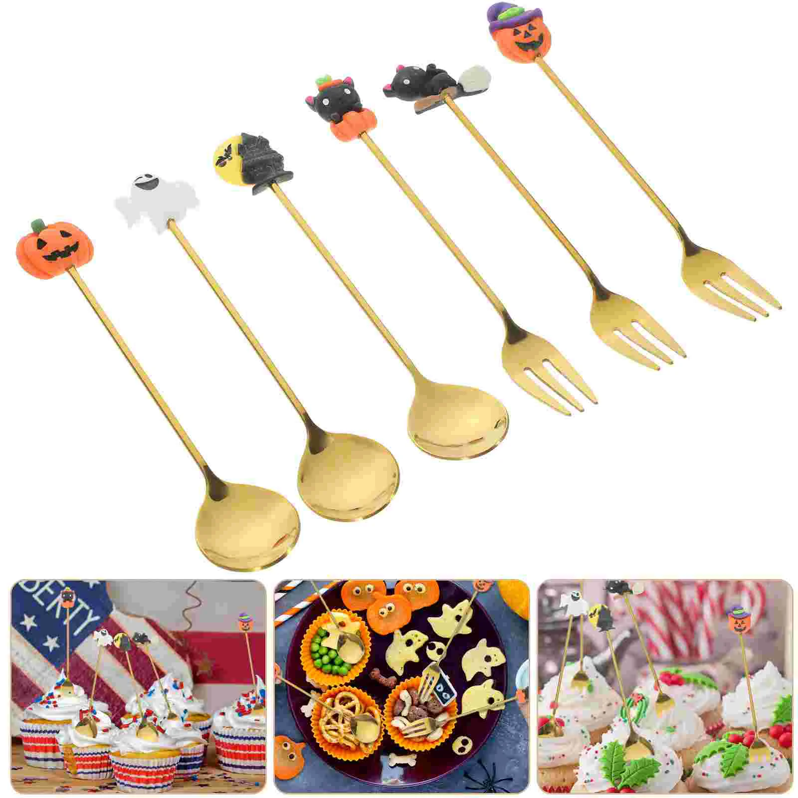 

Coffee Spoons Creative Halloween Tableware Set Fork Stainless Steel Dinner Forks Metal Dessert Restaurant