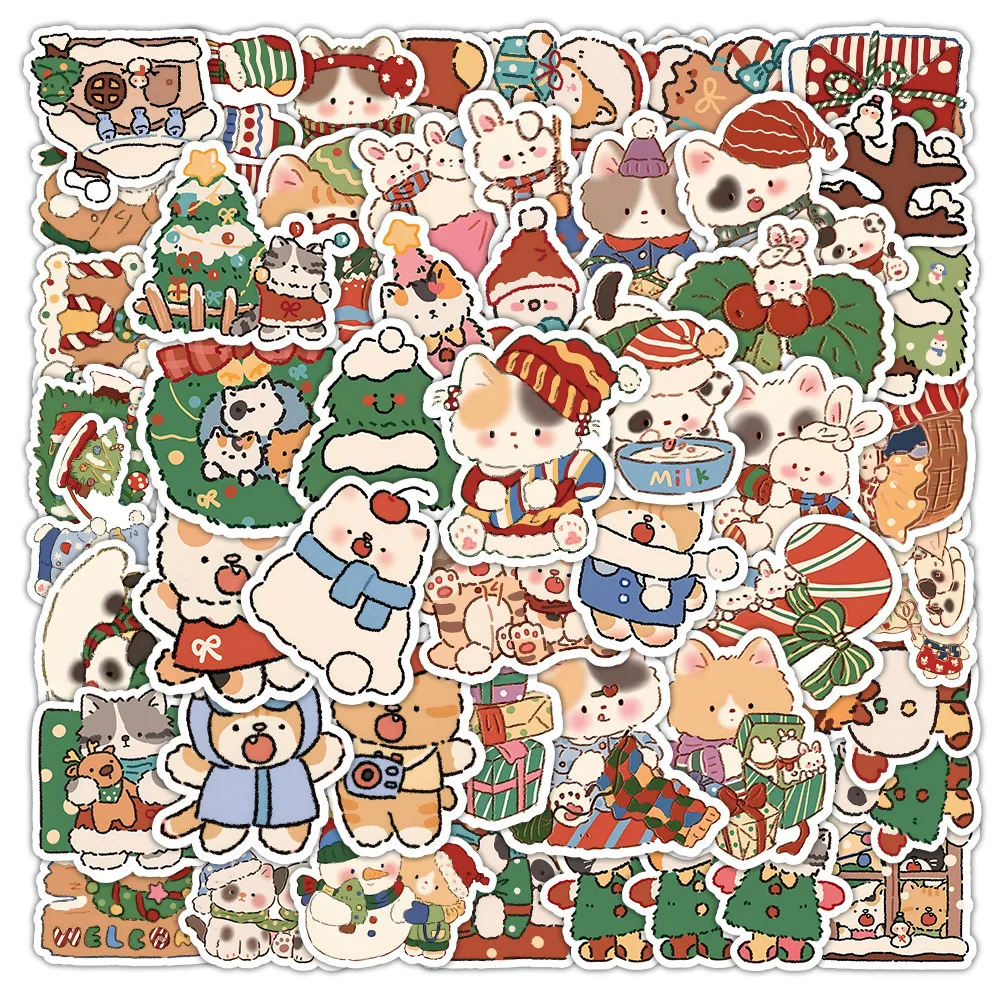 10/30/50pcs Happy Christmas Cute Cartoon Graffiti Stickers Scrapbook Luggage Phone Notebook Phone Laptop Decorative Stickers