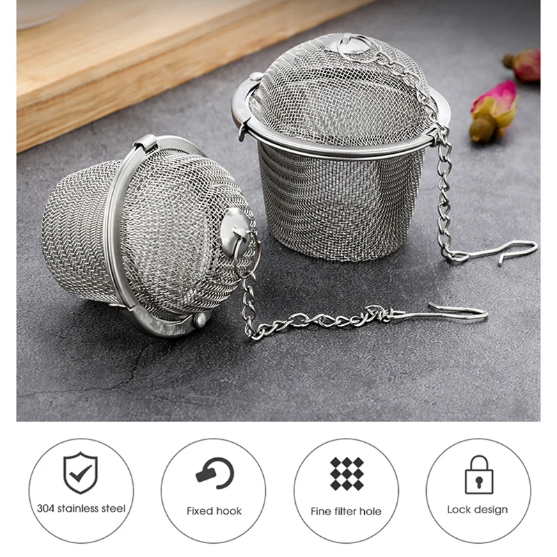 Diminished Size AN-JING Stainless Steel Locking Spice Tea Strainer Mesh Infuser Tea Ball Filter 4.5 x 4cm In Order To Enrich 
