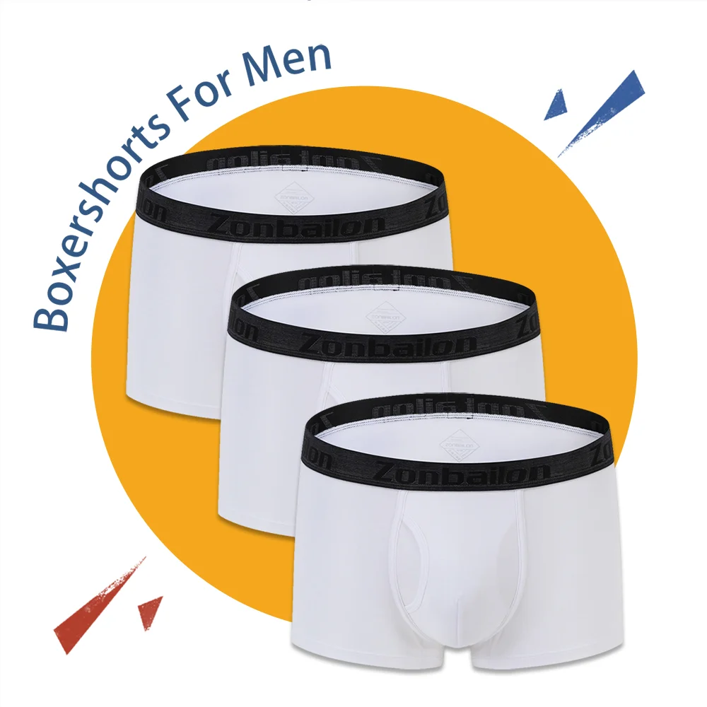 Male Panties Soft Solid Color Man Boxershorts High Quality Bamboo Fiber Men's Boxer Shorts 3 PCS