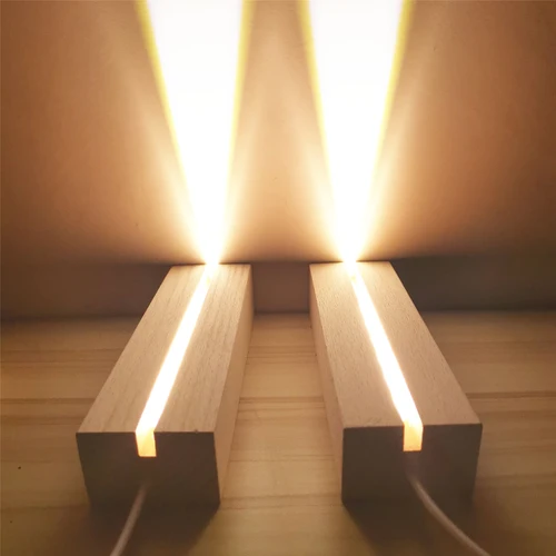 창의적인 LED 목재 디스플레이 베이스, 직사각형 크리스탈 USB 조명 스탠드, 레진 아트 장식 장식, 어린이 선물, 1-10 개 3