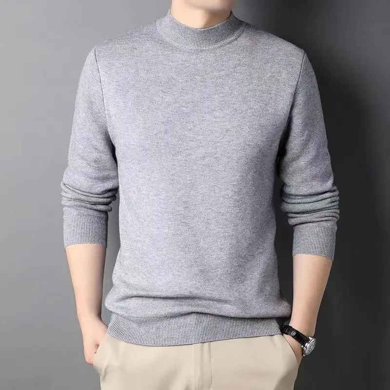 

Half Turtleneck Men Sweaters Brand New Men's Cashmere Sweater Knit Pullovers for Male Youth Slim Knitwear Man Sweater