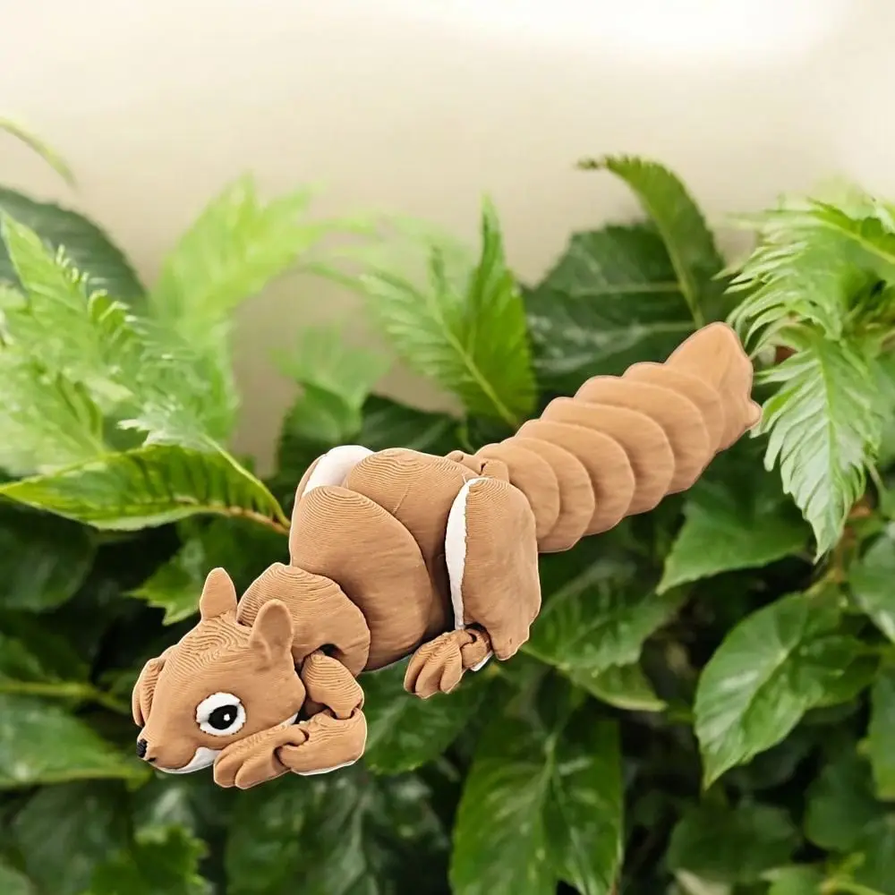 Movable Joints Squirrel Model Toys Realistic Handicraft 3D Printed Squirrel Figurine Cartoon 3D Articulated Squirrel Toys