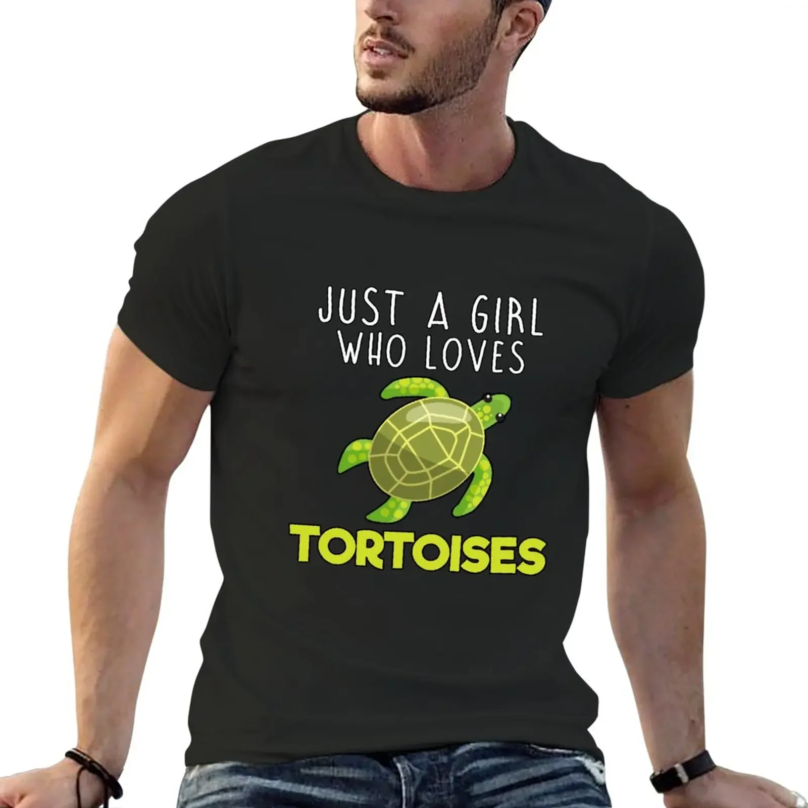 

Just A Girl Who Loves Tortoises T-Shirt animal prinfor boys oversized anime mens graphic t-shirts big and tall