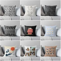 Gray blue round triangle striped linen pillowcase sofa cushion cover home decoration can be customized for you 40x40 50x50 60x60 1