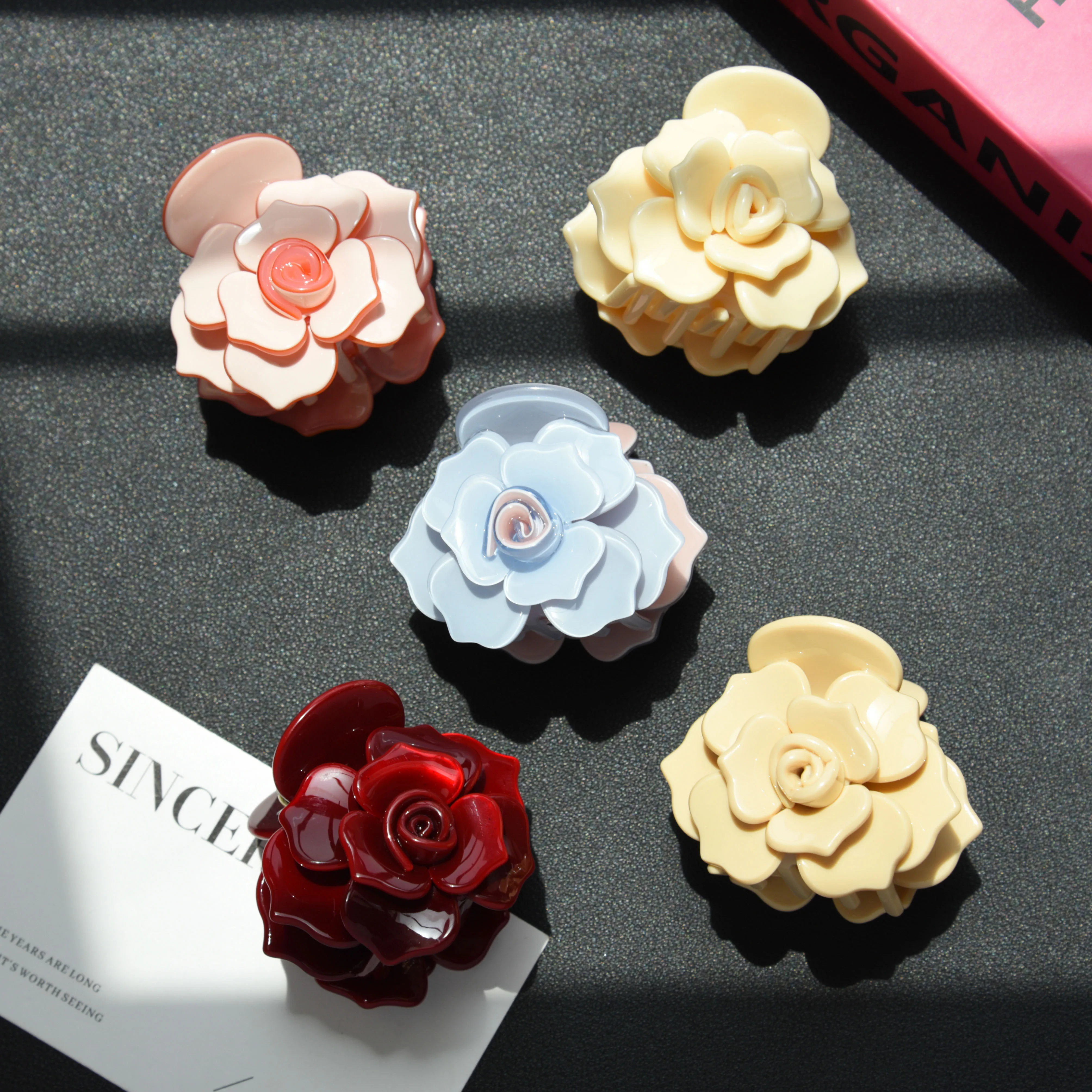 DuoShang جديد الحلو كاميليا روز مشبك شعر خلات مخلب كليب زهرة سلسلة كراب مقاطع الشعر للنساء الفتيات إكسسوارات الشعر