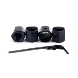 Sleek Metal Tire Valve Caps - Set of 4 Dust - Proof Accessories (Black)