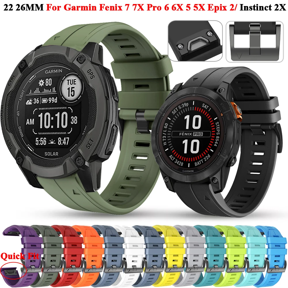 

Ремешок силиконовый для наручных часов Garmin Instinct 2X Solar, 22, 26 мм