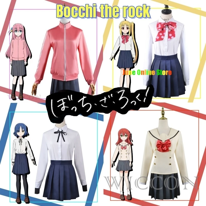 

Japanese Anime Bocchi the Rock Cosplay Costume Clothes Wig Goto Hitori Yamada Ryo Ijichi Nijika Kita Ikuyo School Uniform Woman
