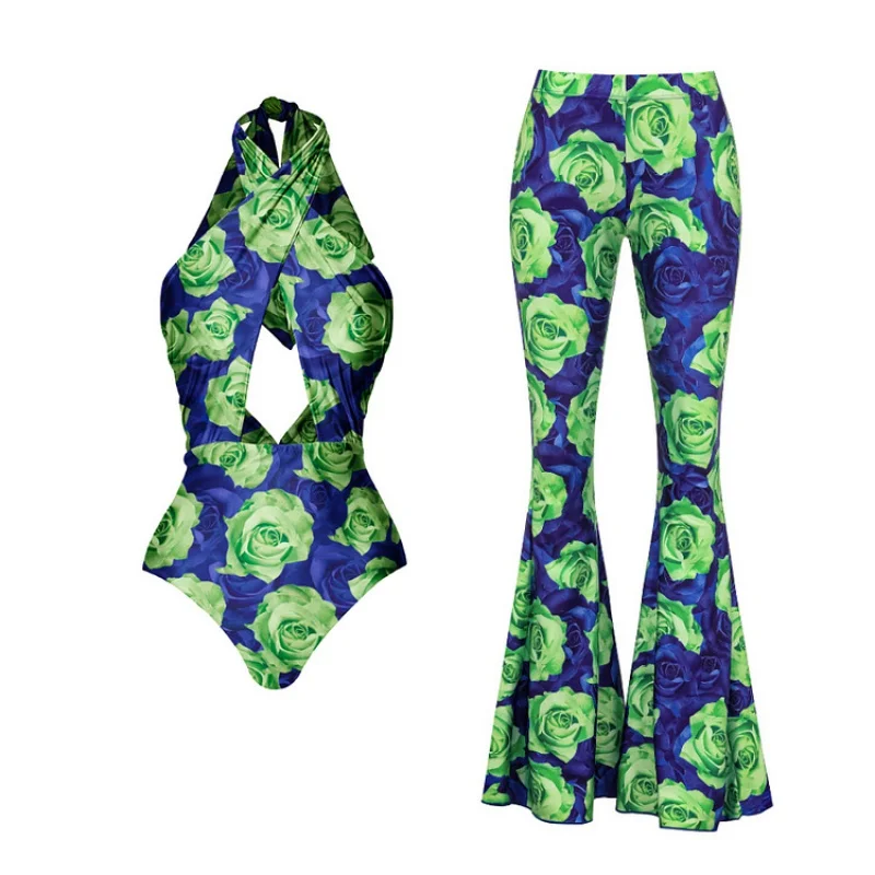Covered Belly Sexy2024New Swimsuit Women's Wholesale Slim Beach Skirt Two-Piece Set