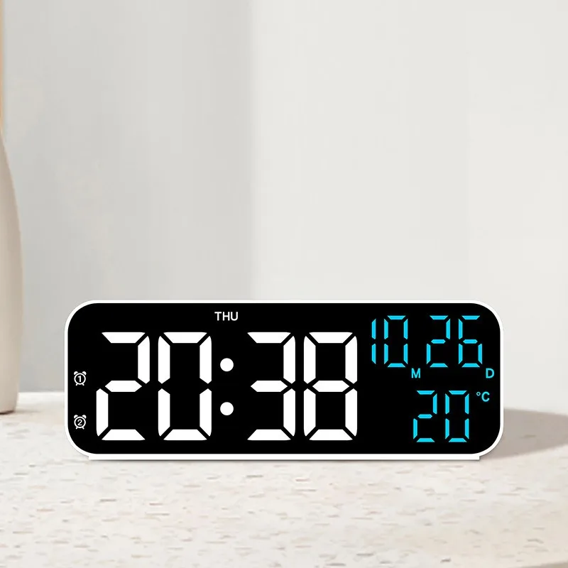 Description Picture 3 of itemDigital Alarm Clock Multifunctional LED Clock Voice Control Temperature and Date Day Display Night Mode Desktop Clock Desk Home