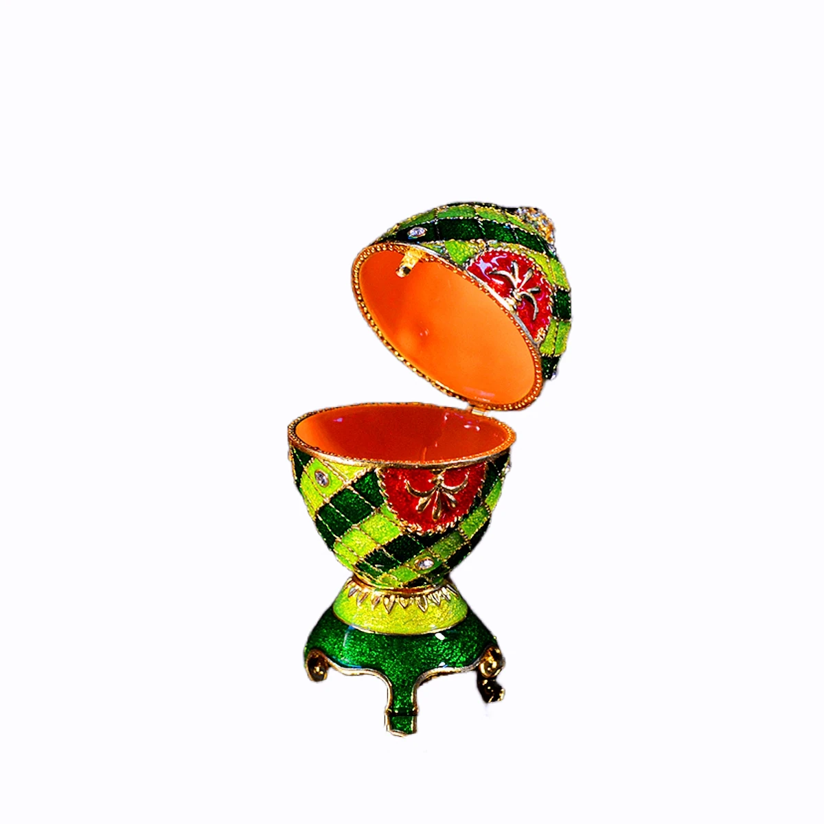 QIFU Beautiful Colorful Faberge Egg Metal Trinket Box Home Decoration