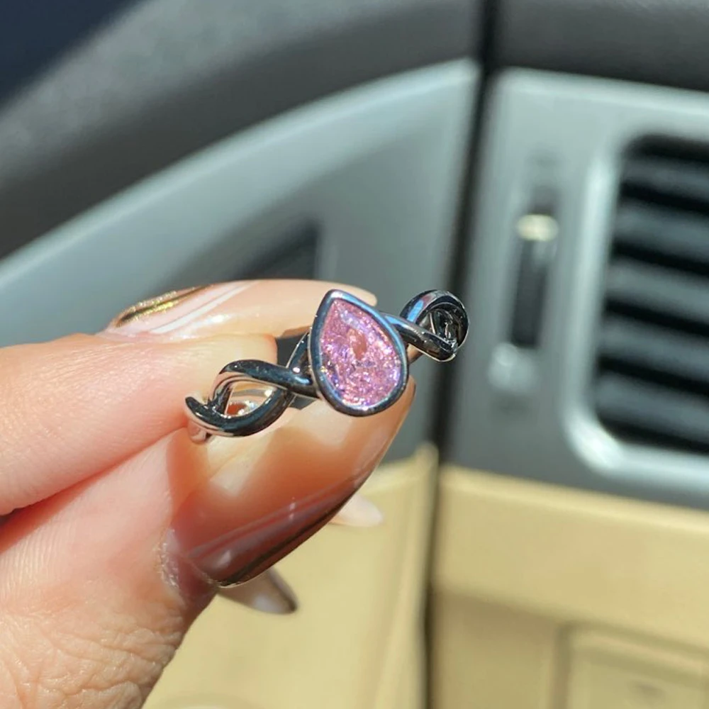 Pink Quartz Princess Ring Swan Ring for Women Fashion Wedding Party Jewelry Gift