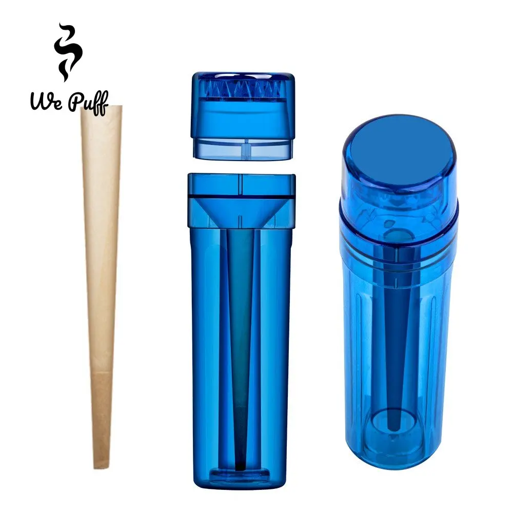 We Puff 2 In 1 Plastic Tobacco Grinder Pre Roll Cone Roller Horn Tube