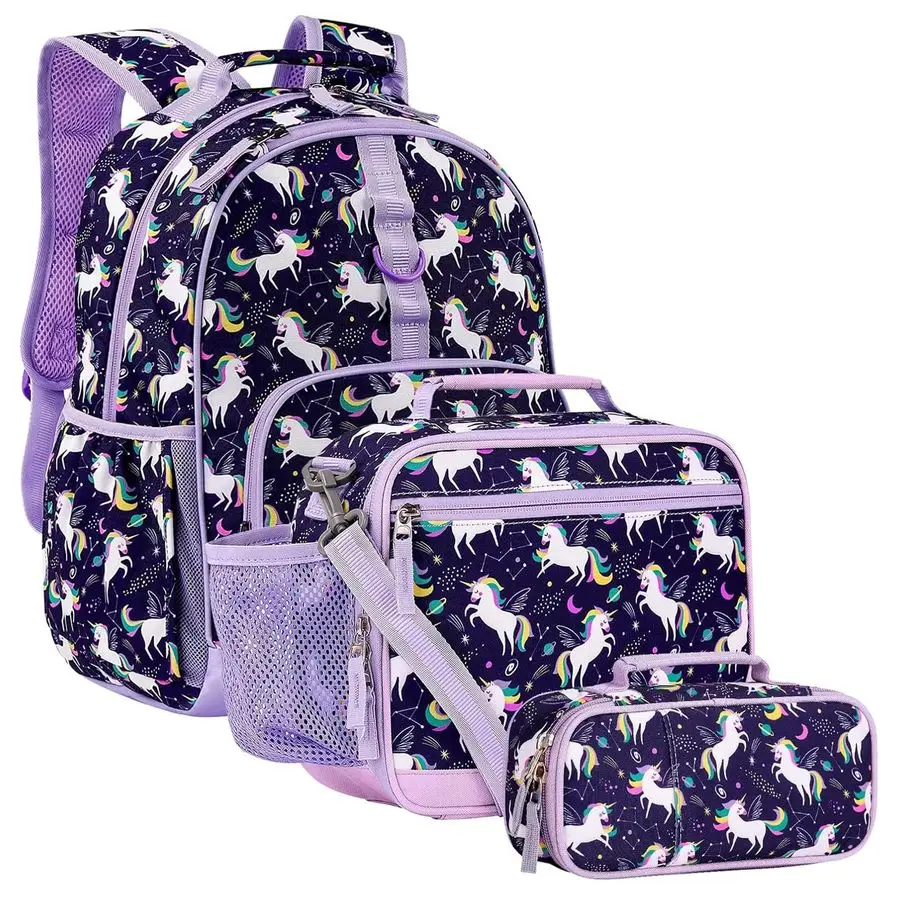 Backpack and Lunch Bag Set for Girls, Kids School Backpack and Lunch ...