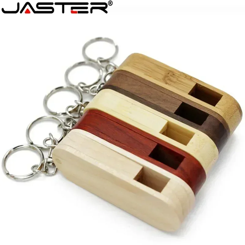 Wooden Rotatable USB Flash Drives 128GB 64GB 32GB With Key Chain Free Custom Logo Business Gift Pendrive usb flash drive flash drive