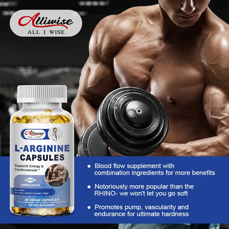 

Alliwise L-Arginine Boost Endurance Long Lasting Erections Increase Muscle Strength Support Anti-fatigue Exercise Dietary Gym