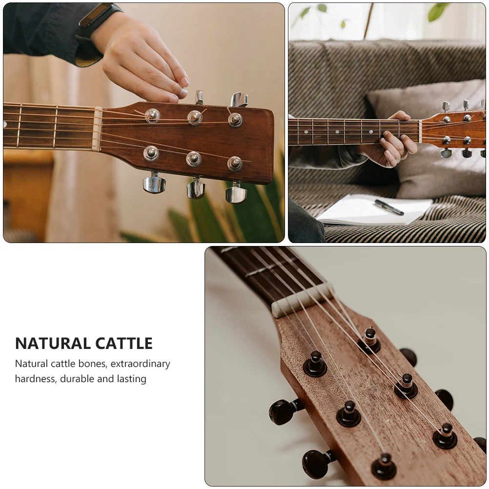 Guitar Tool 6 Pcs Natural Cattle Bone Nut Replacement Electric Guitar Vintage Uncut Guitar Parts Accessories