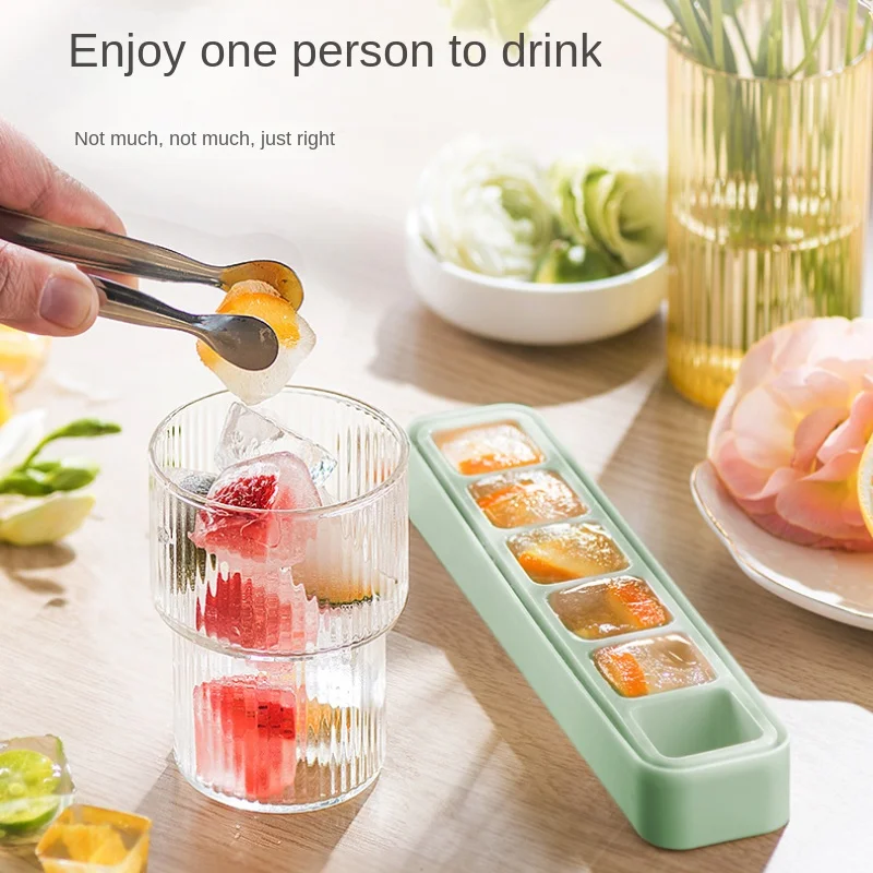 

Zackoo 6Grids Ice Cube Tray Household Refrigerator Food grade Silicone Ice Making Sealed Space Saving Frozen Ice Block Mold