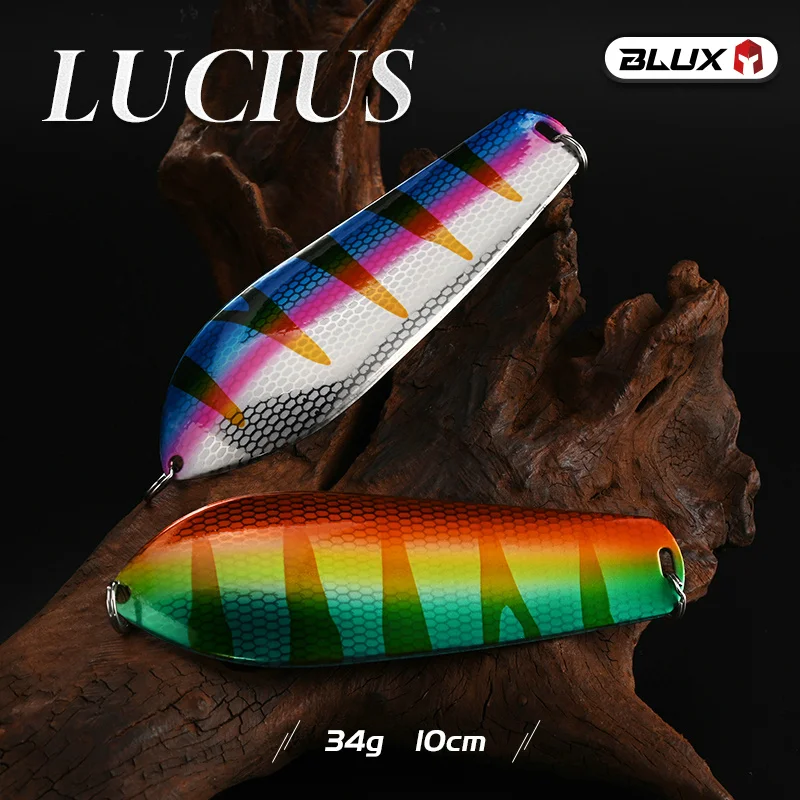 BLUX LUCIUS Legend Spoon Fsihing Lure 34G 100MM Pure Brass Casting Slow Trolling Metal Wobbler Pike Bass Bait Freshwater Tackle