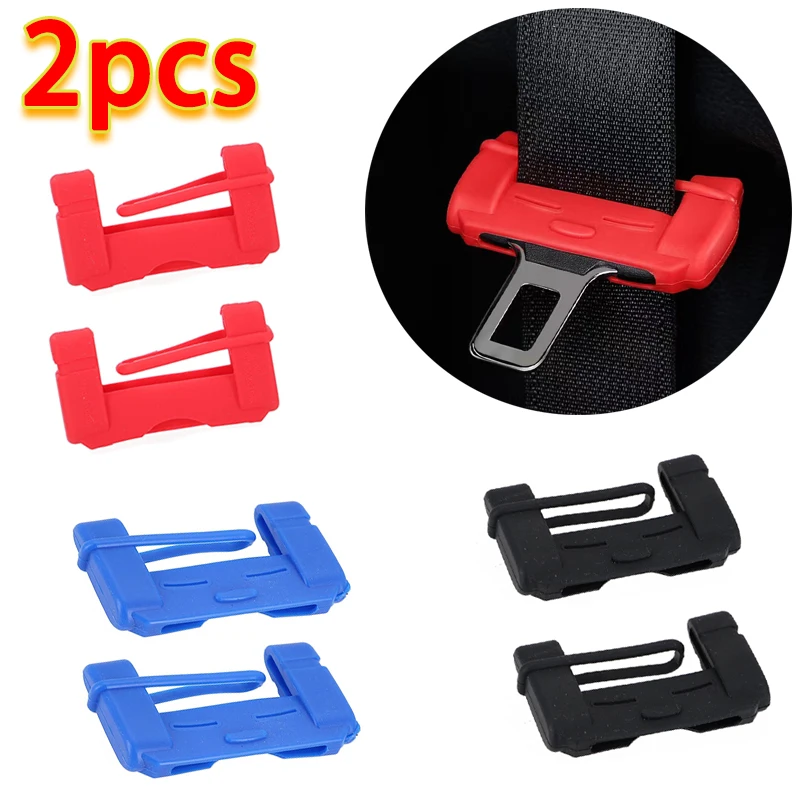 Protector Universal para cinturón de seguridad de coche, funda de silicona con Clip, botón Interior, antiarañazos, accesorios de seguridad, 2 piezas