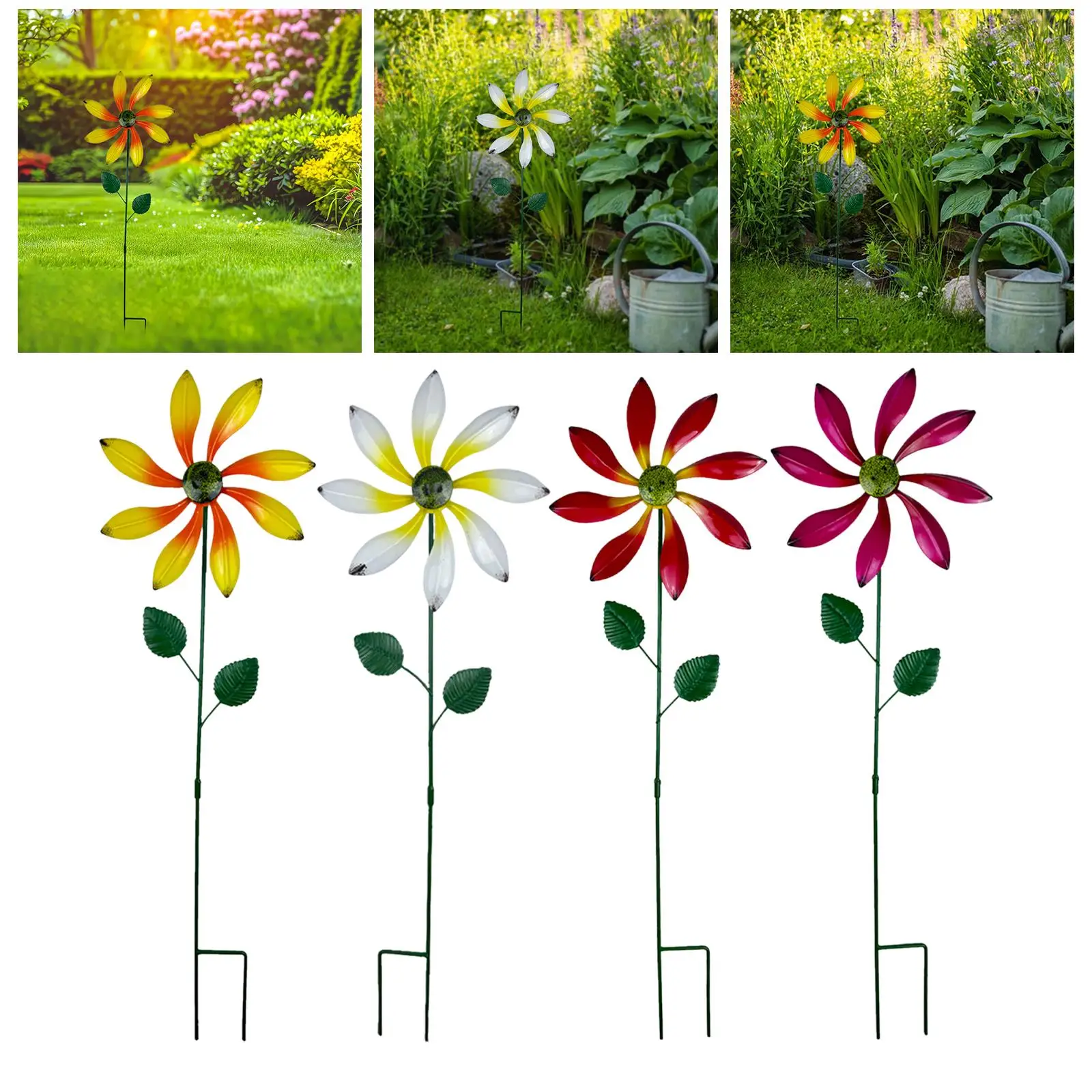 Iron Wind Spinner with Stake Weather Resistant Ornament 360° Rotating Windmill for Home Lawn Courtyard Pathway Outside