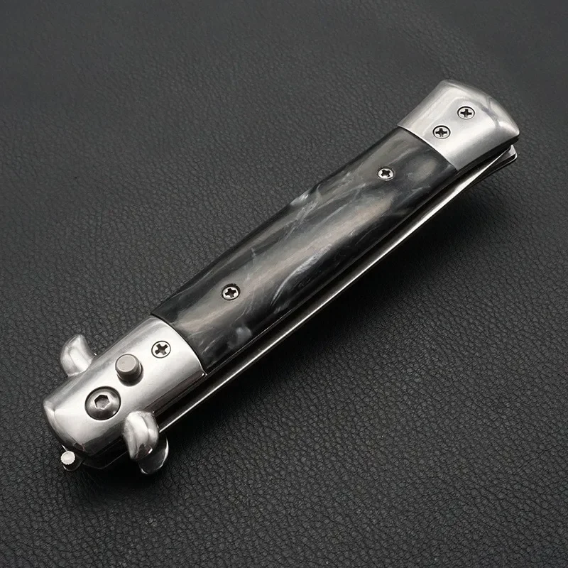 1 Stück Edelstahl Faltbarer Automatischer Kamm Messer Bürste Haarschneider Zubehör Schmetterlings-Taschenmesser-Kamm für Herren