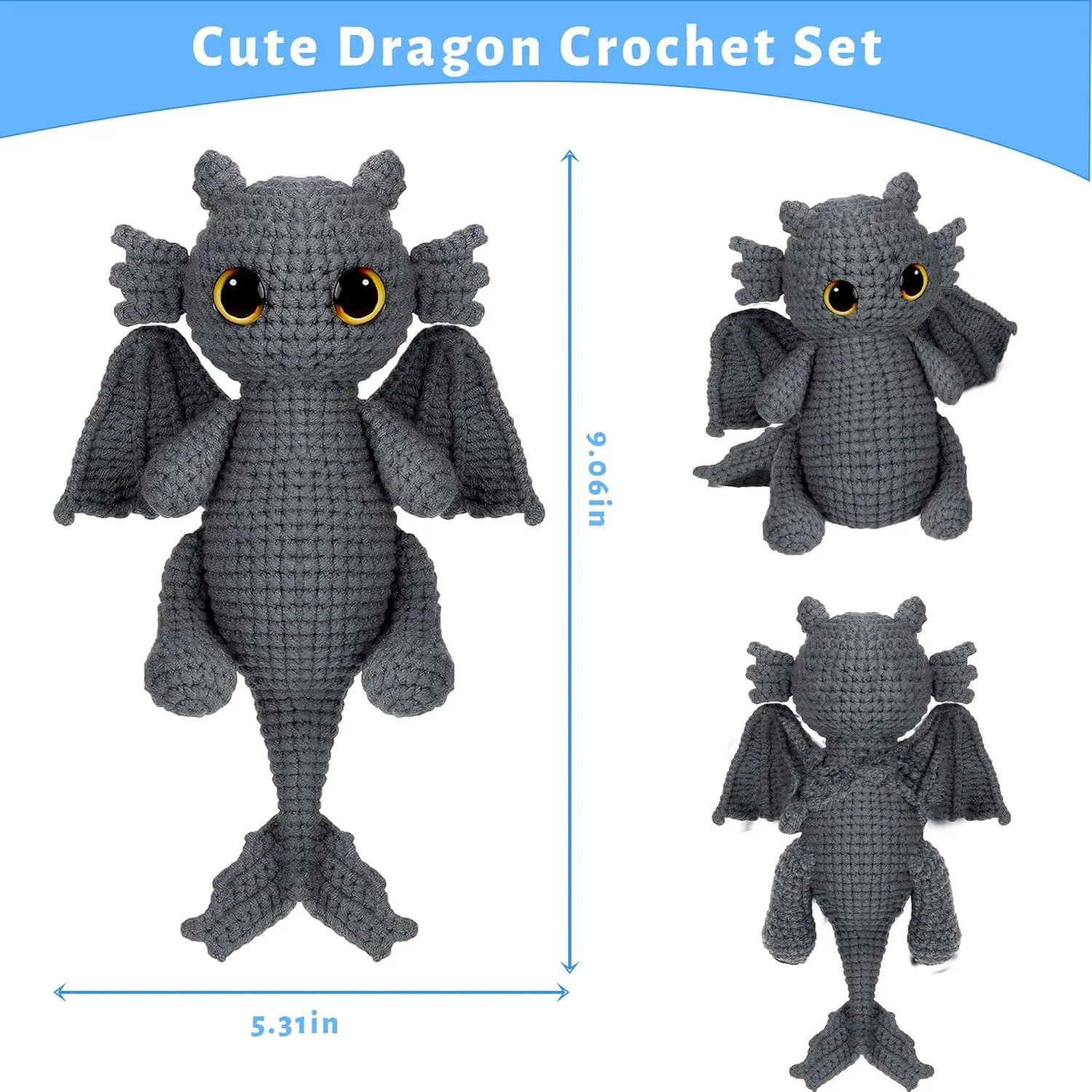 Crochet Kit for Beginners, Crocheting Dragon Kits with Step-by-Step Video Tutorials, Learn to Crochet Kits for Adults