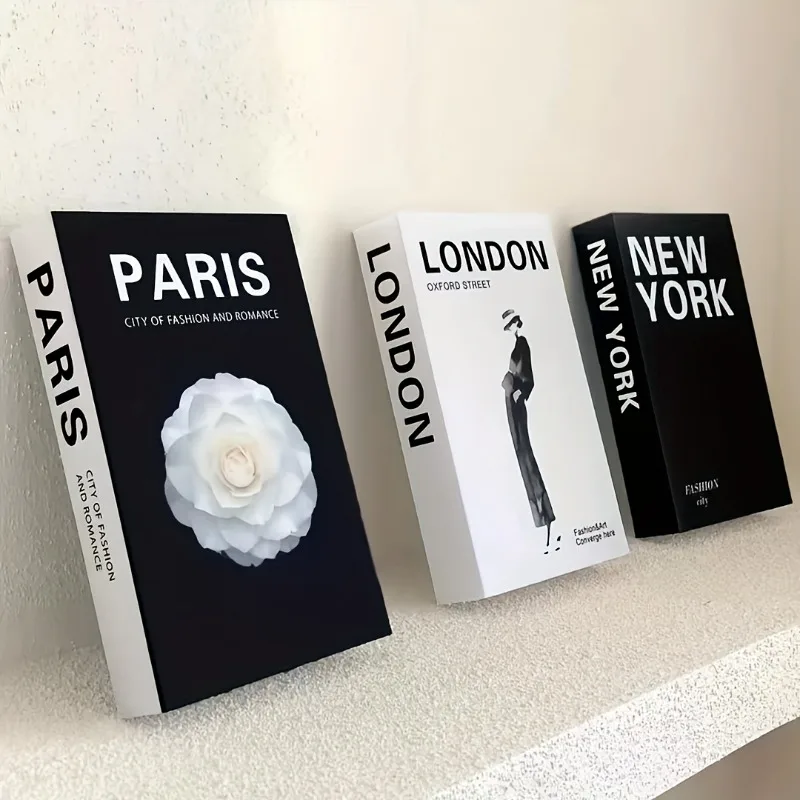 3pcs/set Simple Simulation Book Decor - Vintage Paper Stacked Books for Home Office Display Exhibition Hall Decoration Prop 1
