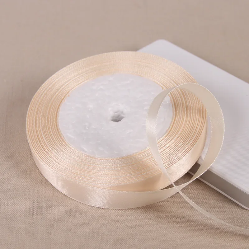 Elegant Beige Polyester Satin Ribbon - 25 Yards for Wedding, Party Decorations & DIY Gift Wrapping