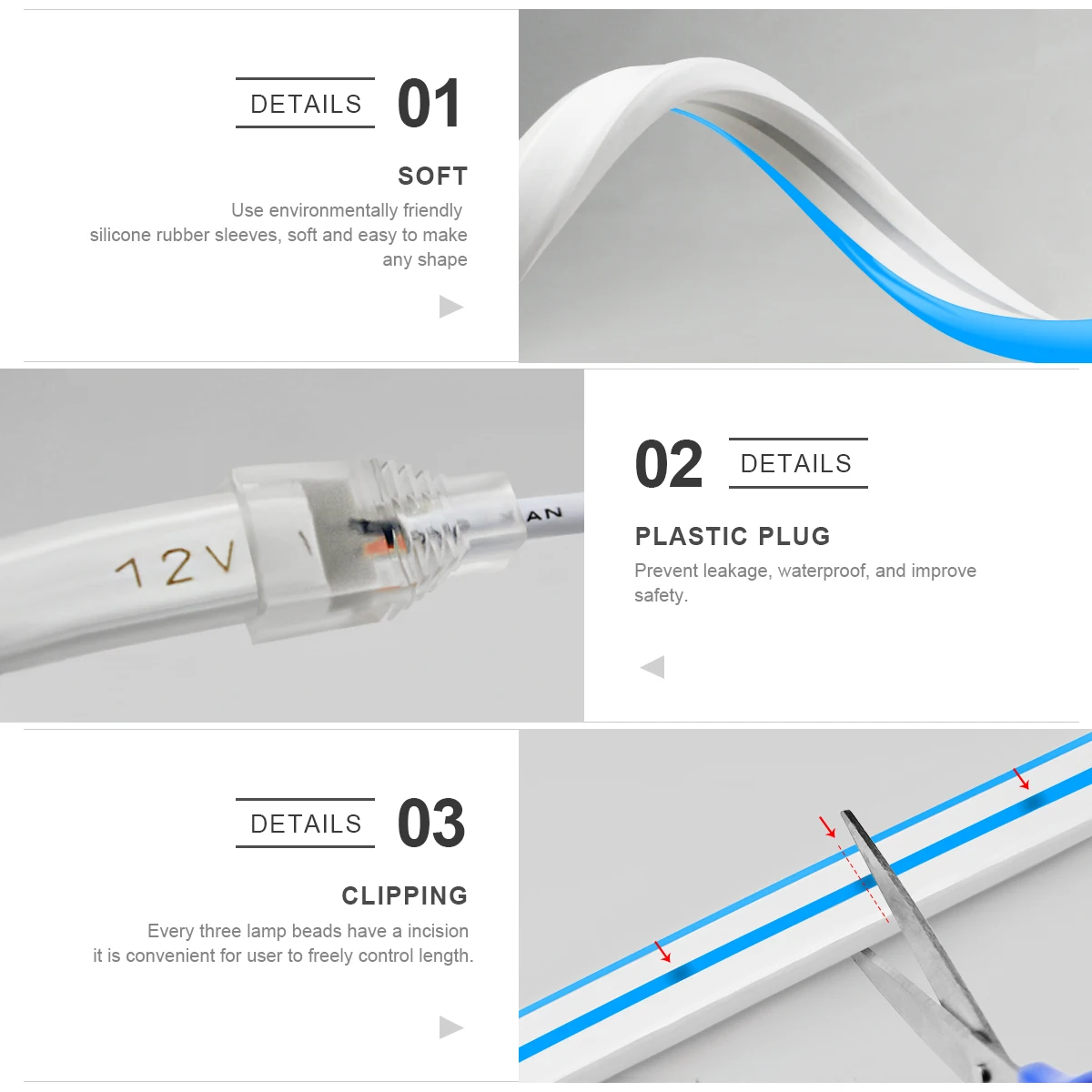 Wireless PIR Motion Sensor LED Strip Light Neon Sign 12V Neon Lights Tape For DIY Kitchen Christmas Backlight Lamp Decoration 3