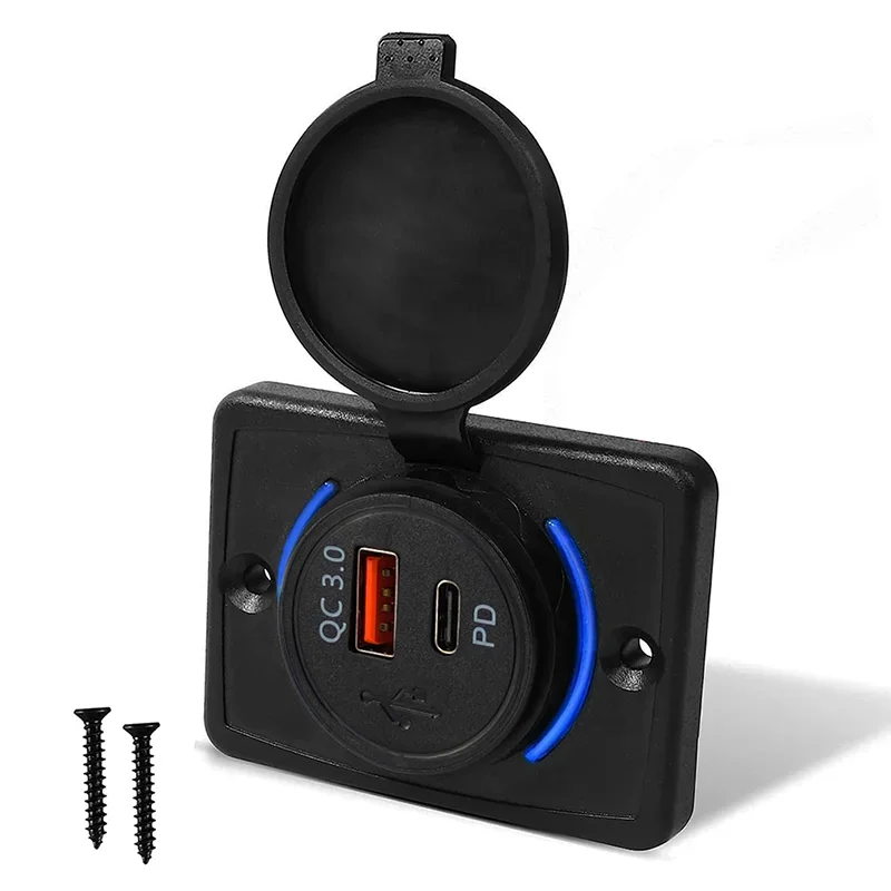 Dual USB Fast Charger Wall Mount Outlet with Sliding Cap