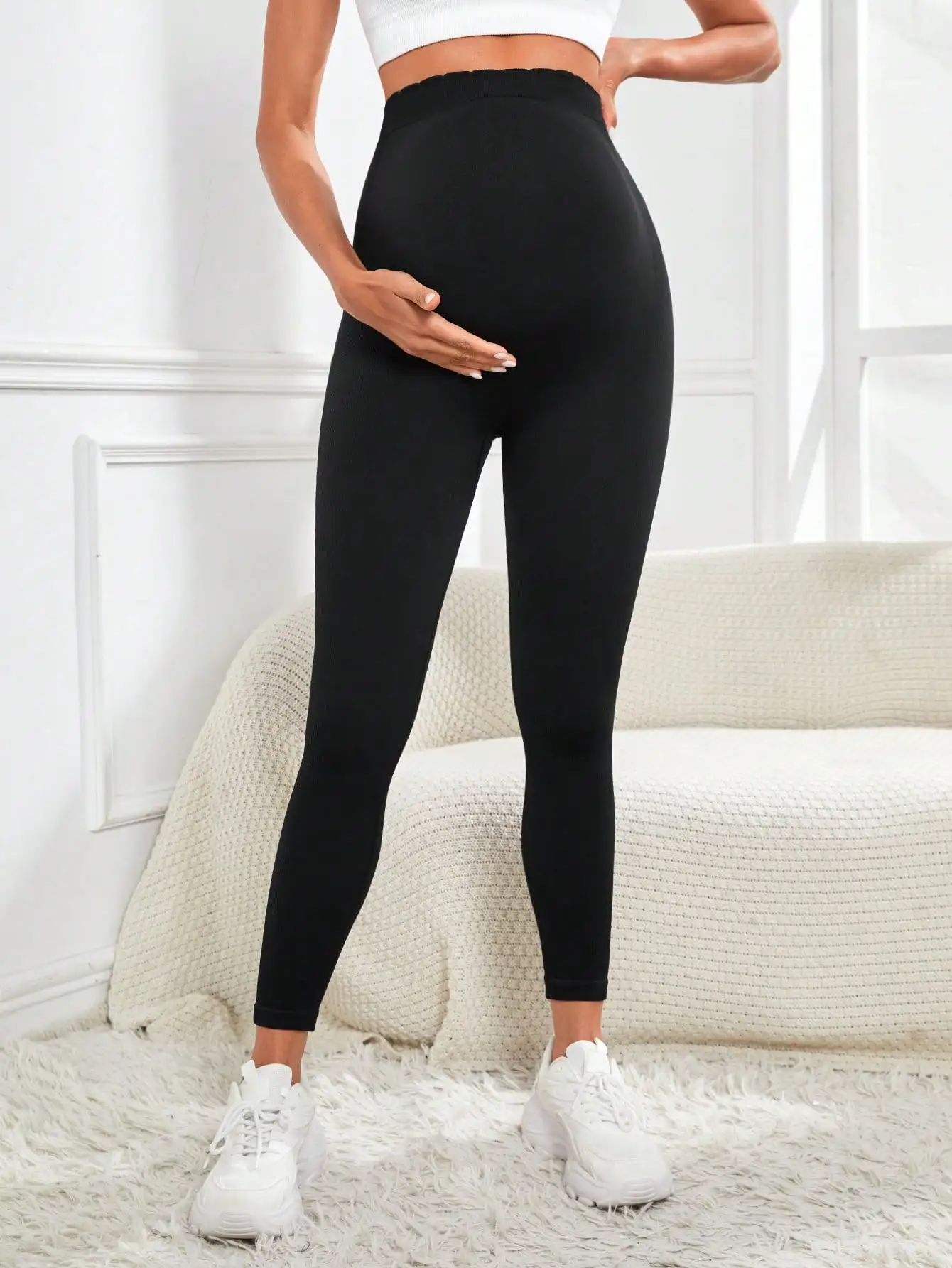 Women's Maternity Leggings Over The Belly Pregnancy Active Wear Workout Yoga Tights Pants 2