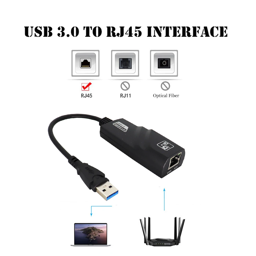 Adattatore USB Ethernet 1000/100Mbps USB3.0 HUB RJ45 Lan per PC portatile  Xiaomi Mi Box Macbook Windows USB-C HUB scheda di rete - AliExpress