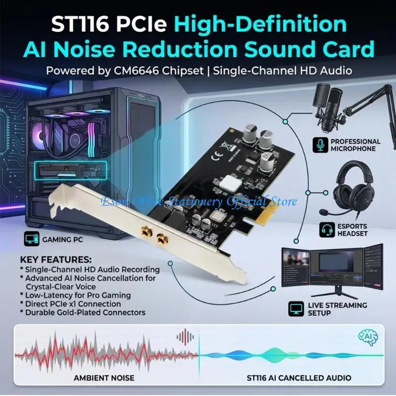 32Bit 및 AI 소음 감소 기능을 갖춘 G8DC CM6646X1 스튜디오 외부 사운드 카드
