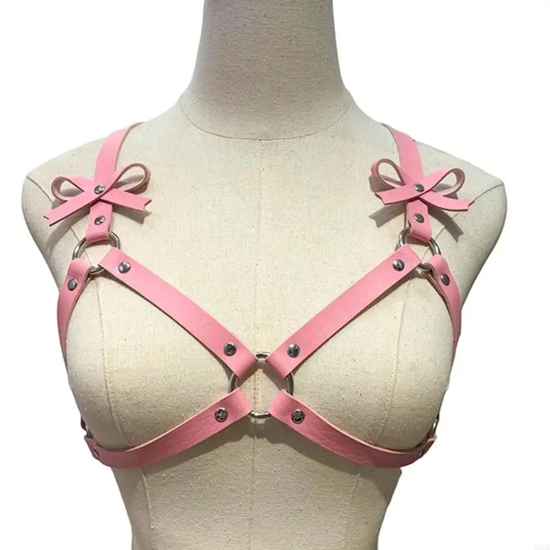 N5KB Leather Body Breast Harness Hollow Out Frame Bra Strap Cage Lingerie