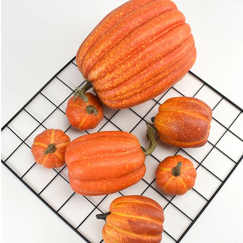 

Y1UB 7pcs Artificial Pumpkins Fake Simulation Pumpkin Halloween Thanksgiving Decor