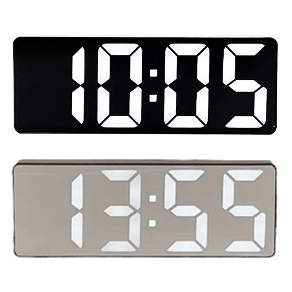 Exquisite Home Decor Clock Desk Alarm Clock Office Desk Clock Bedroom Clock White Large LED Display Energy Conservation 6