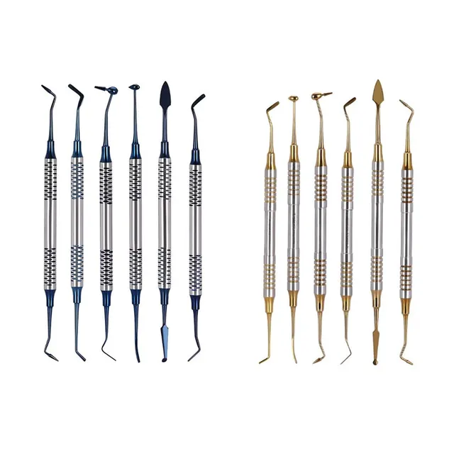 6pcs Dental Resin Spatulas Composite Filling Titanium Plated Head Resin Filler Set Dental Accessories Dental Tools