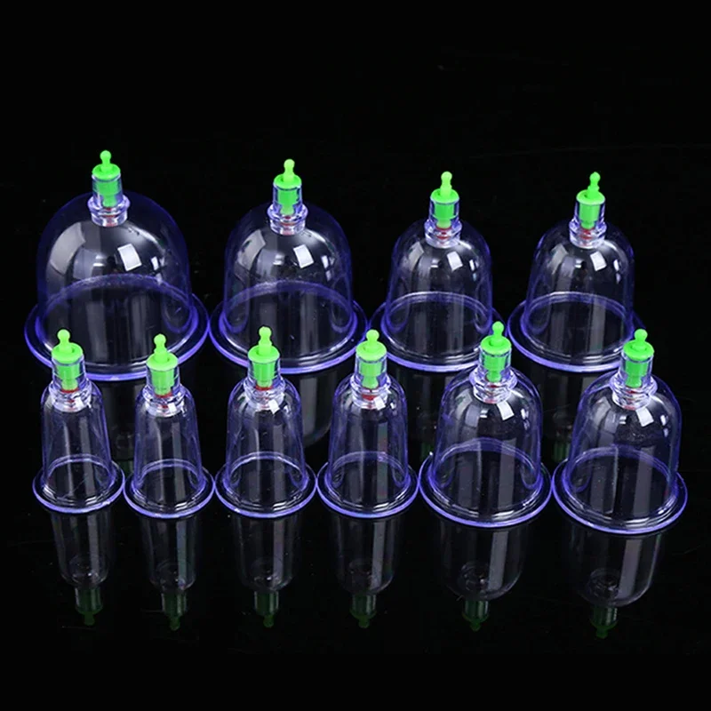 12Pcs Jar Vacuum Cupping Cans Device for Massage Meridian Therapy Acupuncture Anti Cellulite Suction Cup Body Massage Cans