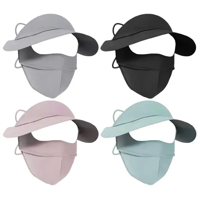 Full Face Sun Protection Mask Outdoor Breathable Uv Protection Sunscreens Hat Scarf Uv Protection Thin Ice Silk Face Mask 4